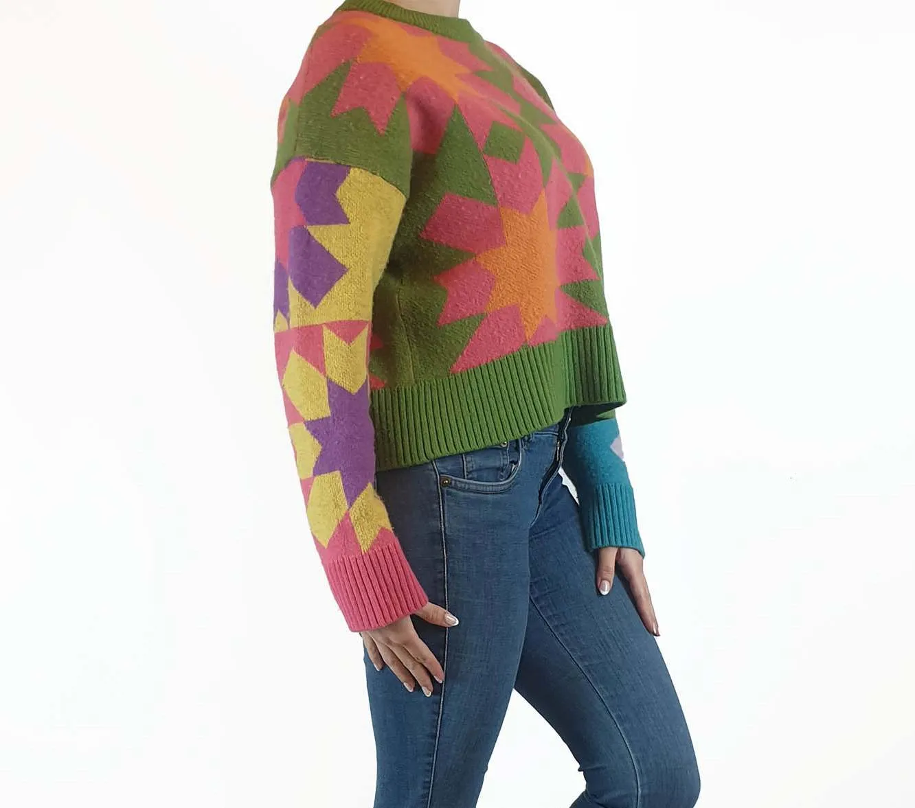 Gorman colourful wool mix cropped jumper size 10