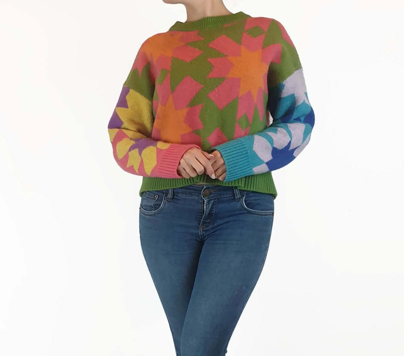Gorman colourful wool mix cropped jumper size 10
