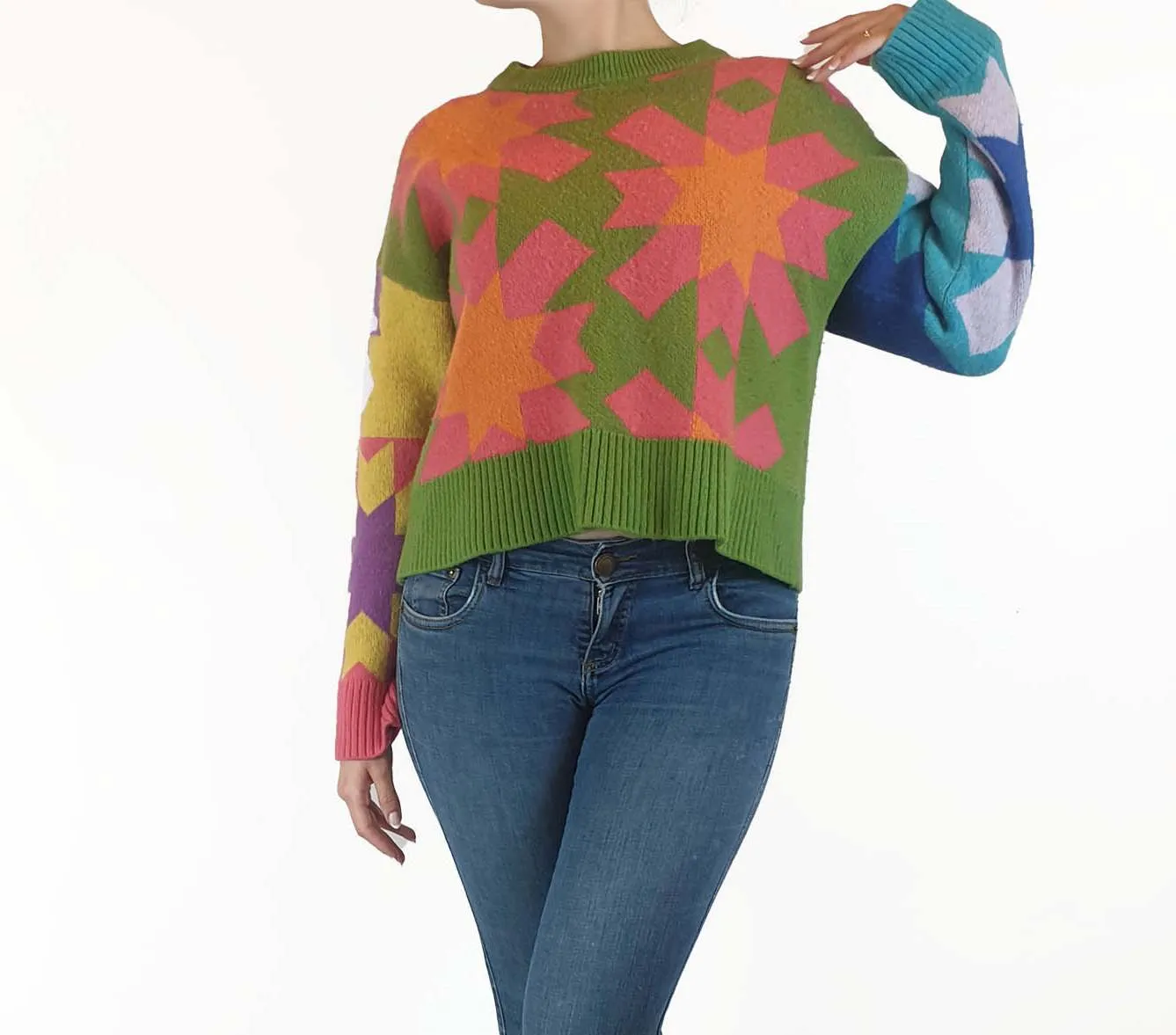 Gorman colourful wool mix cropped jumper size 10