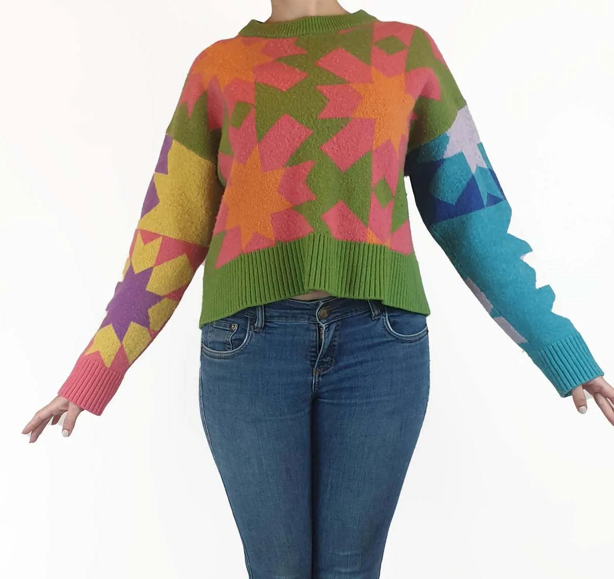 Gorman colourful wool mix cropped jumper size 10