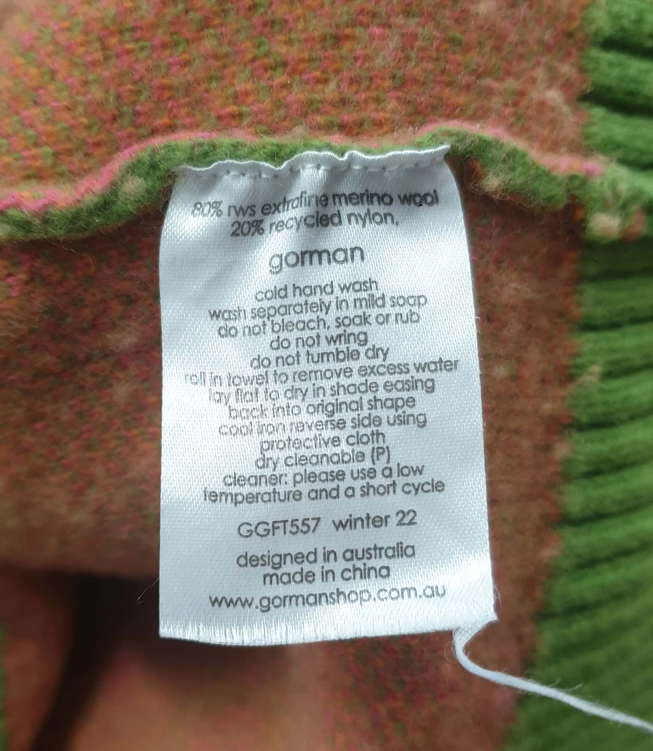 Gorman colourful wool mix cropped jumper size 10