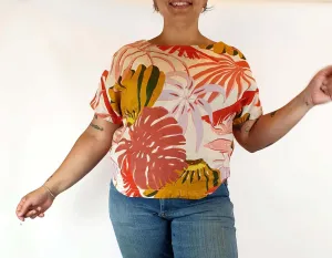 Gorman jungle print 100% linen top size 14