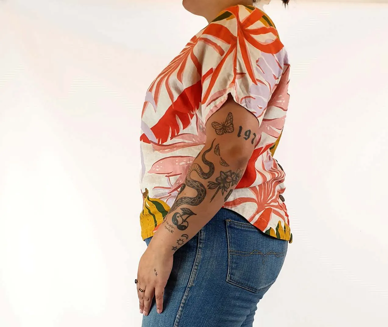 Gorman jungle print 100% linen top size 14