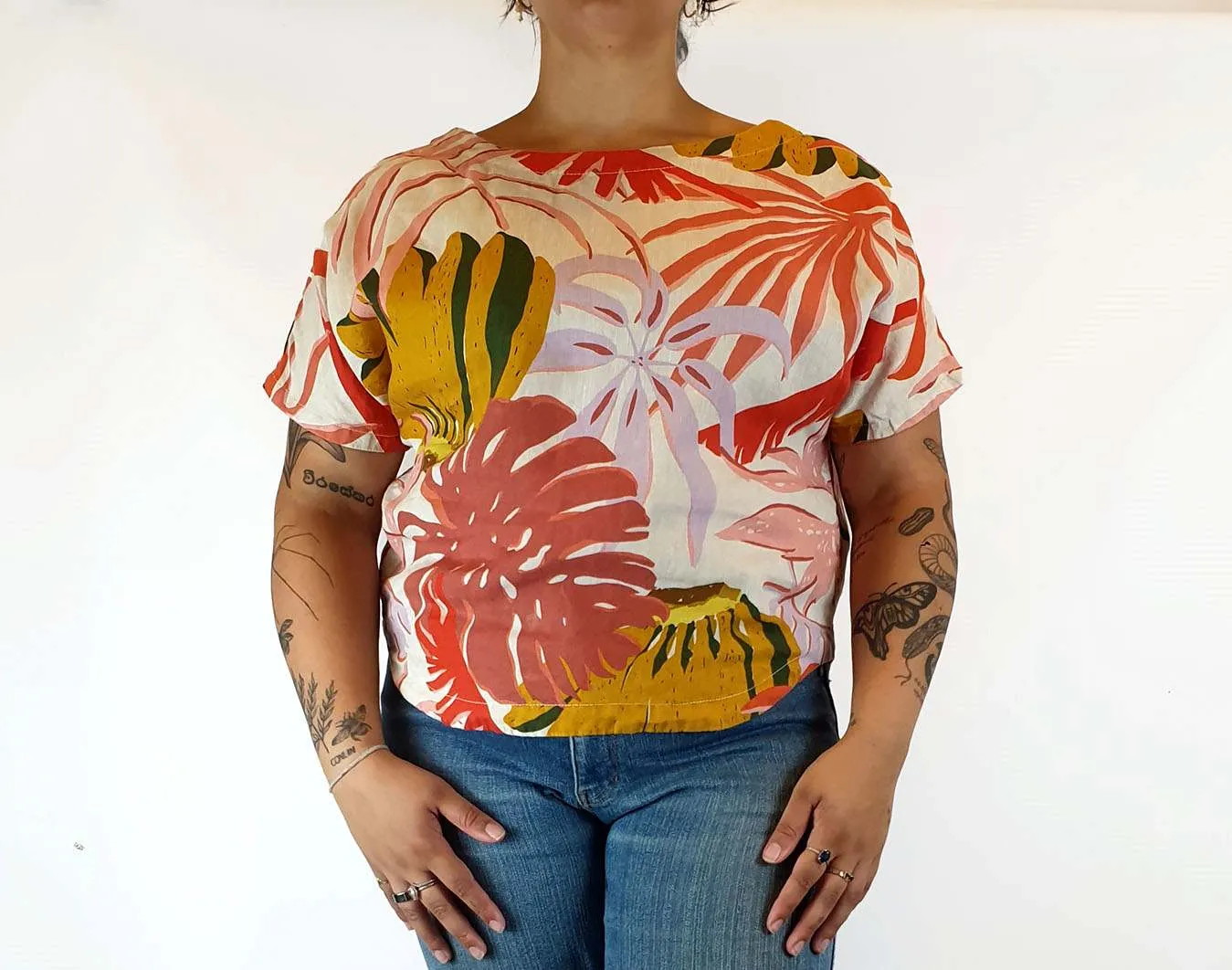 Gorman jungle print 100% linen top size 14