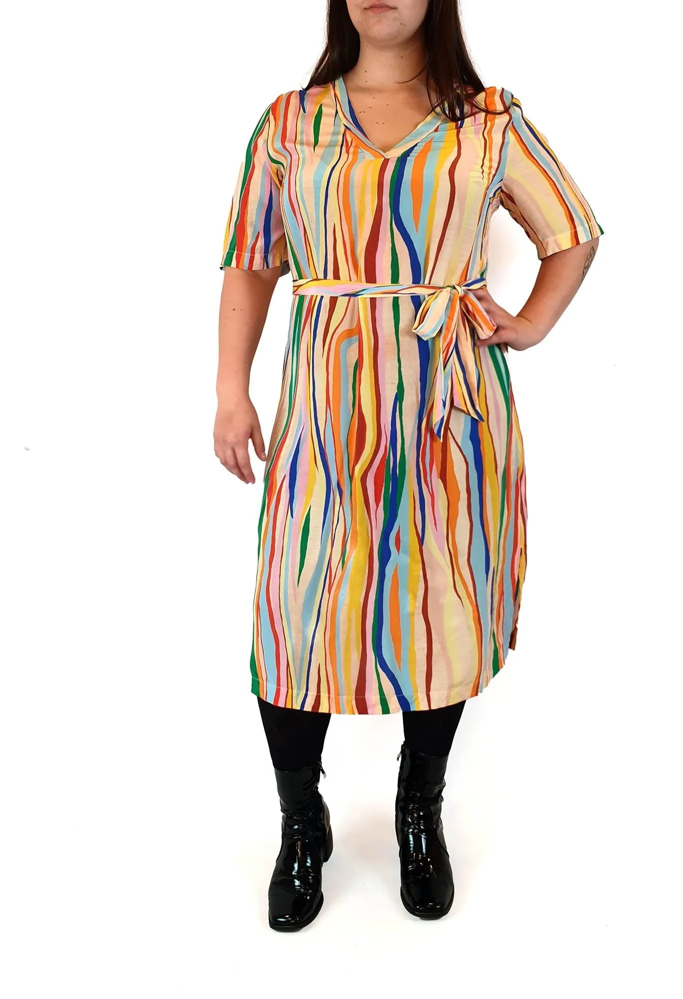 Gorman   Mireia Ruiz silk colourful virtical striped dress size 14