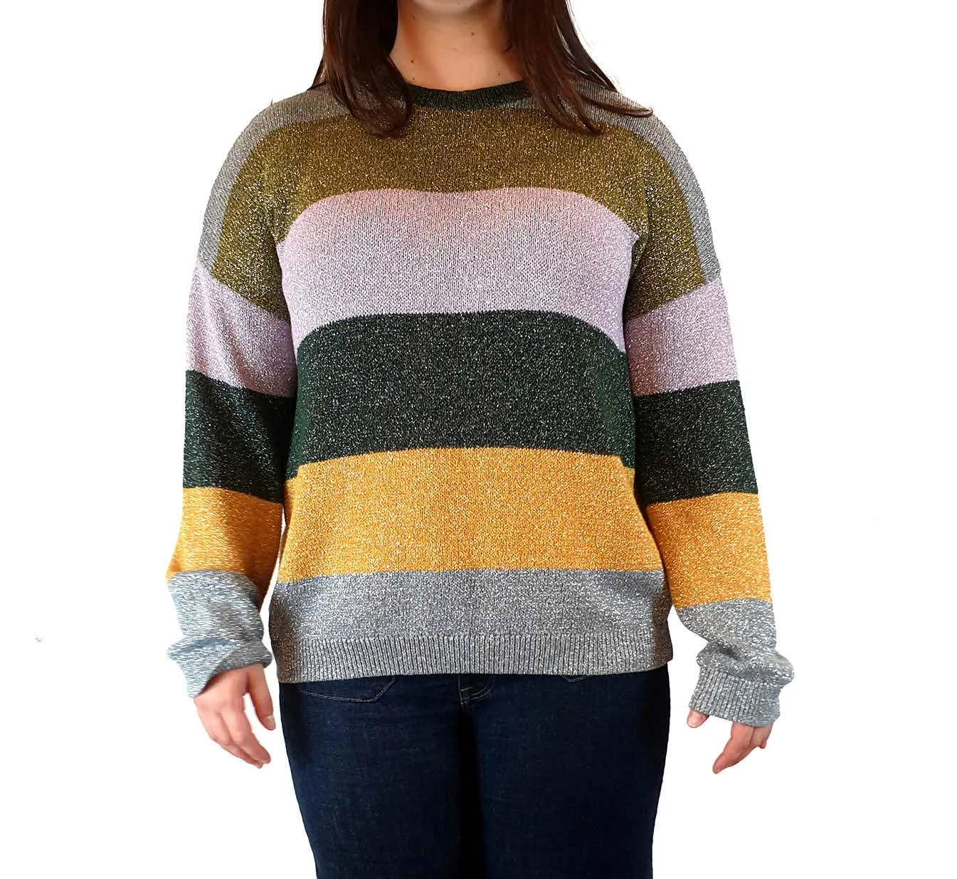 Gorman striped colourful metallic knit jumper size 14