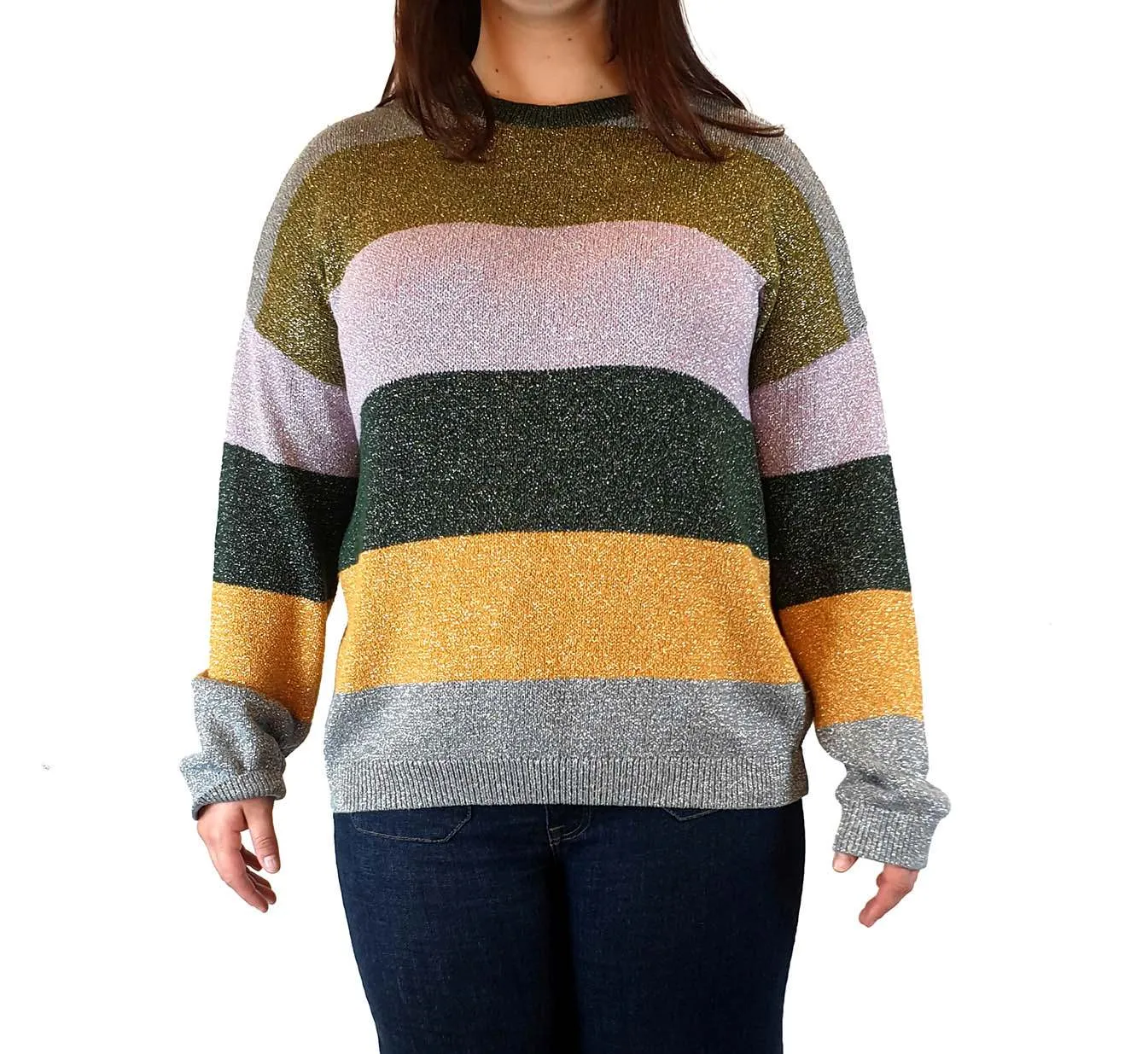 Gorman striped colourful metallic knit jumper size 14
