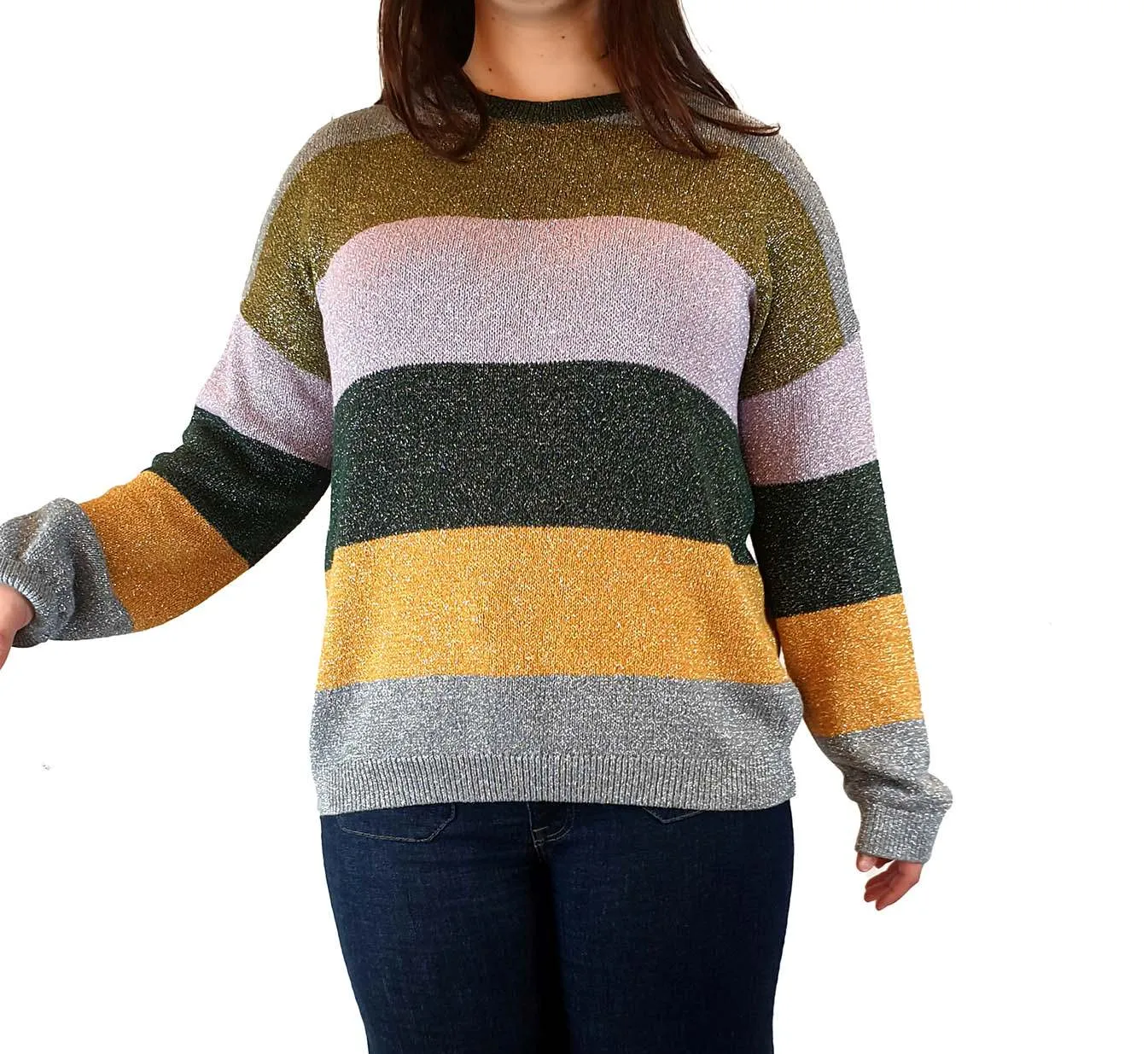 Gorman striped colourful metallic knit jumper size 14