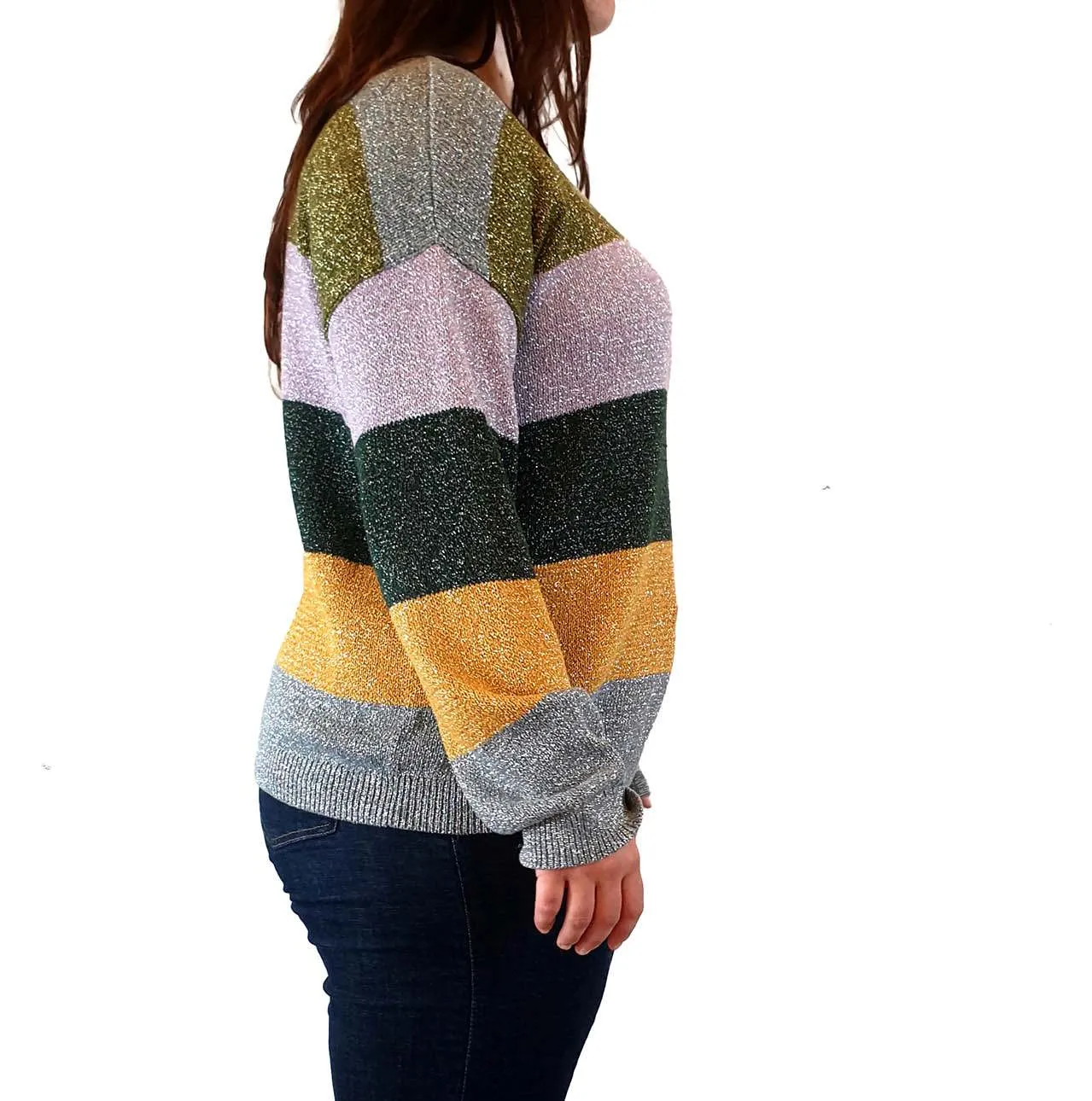 Gorman striped colourful metallic knit jumper size 14
