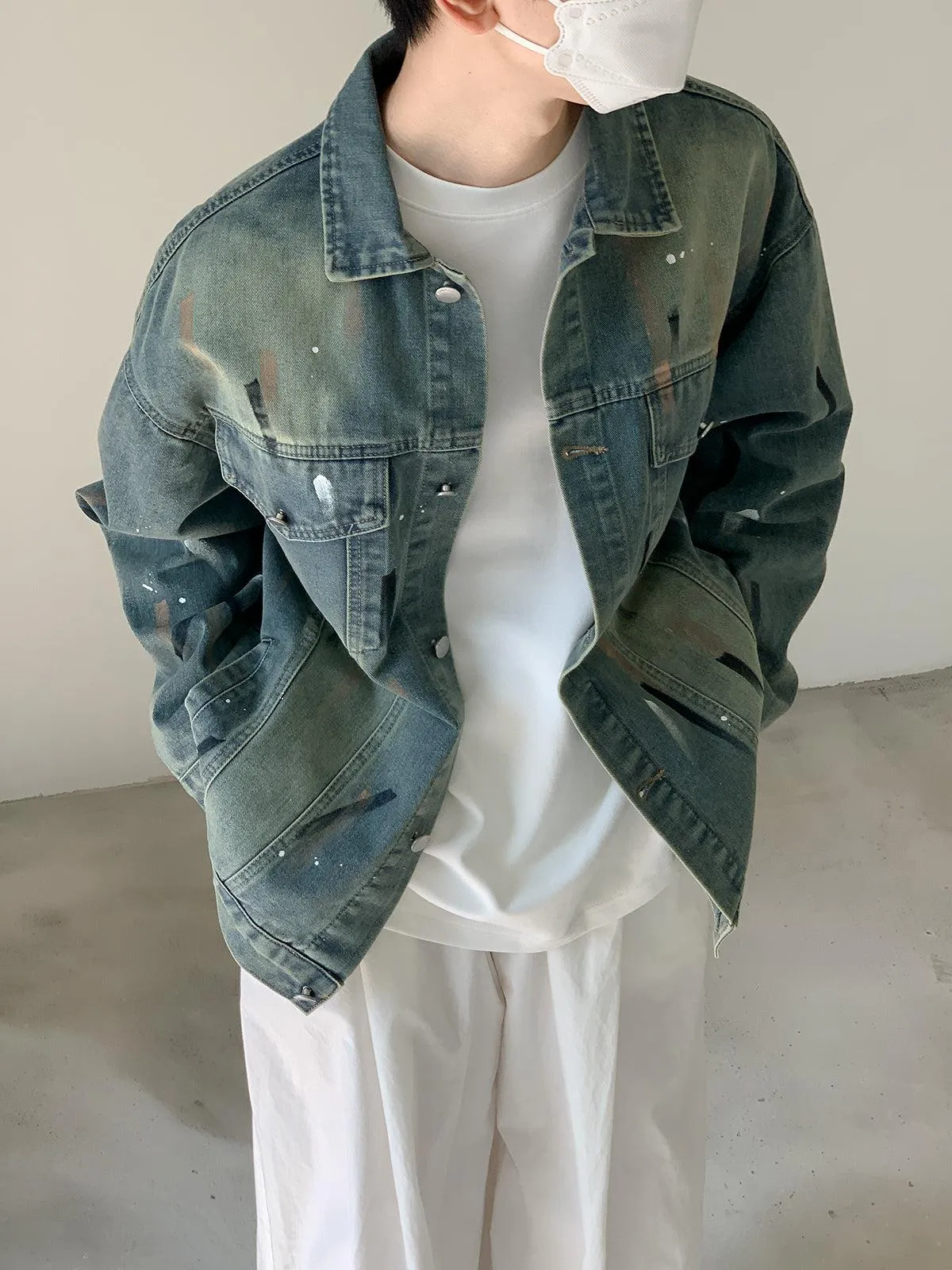 Graffiti Print Denim Jacket