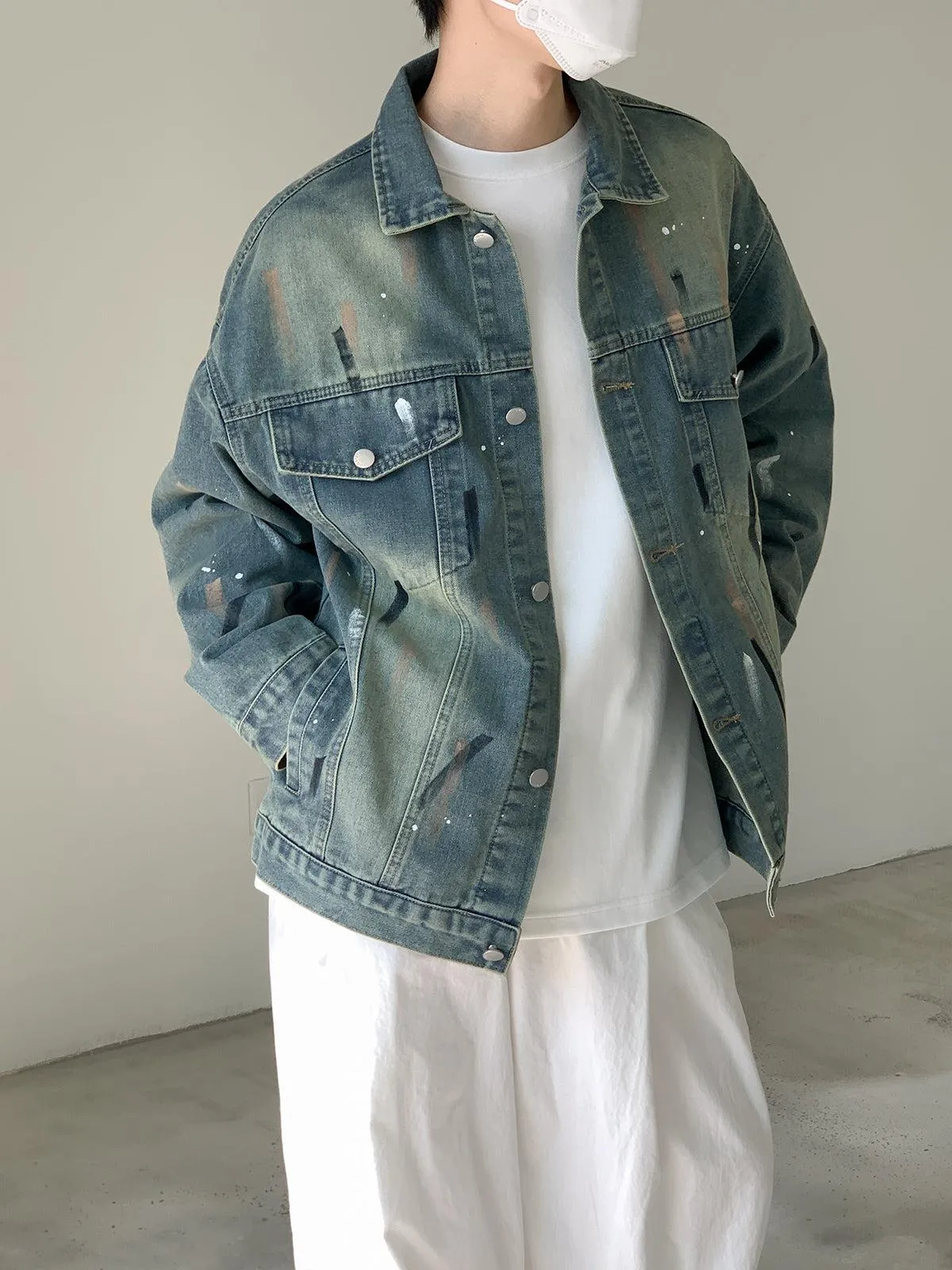 Graffiti Print Denim Jacket