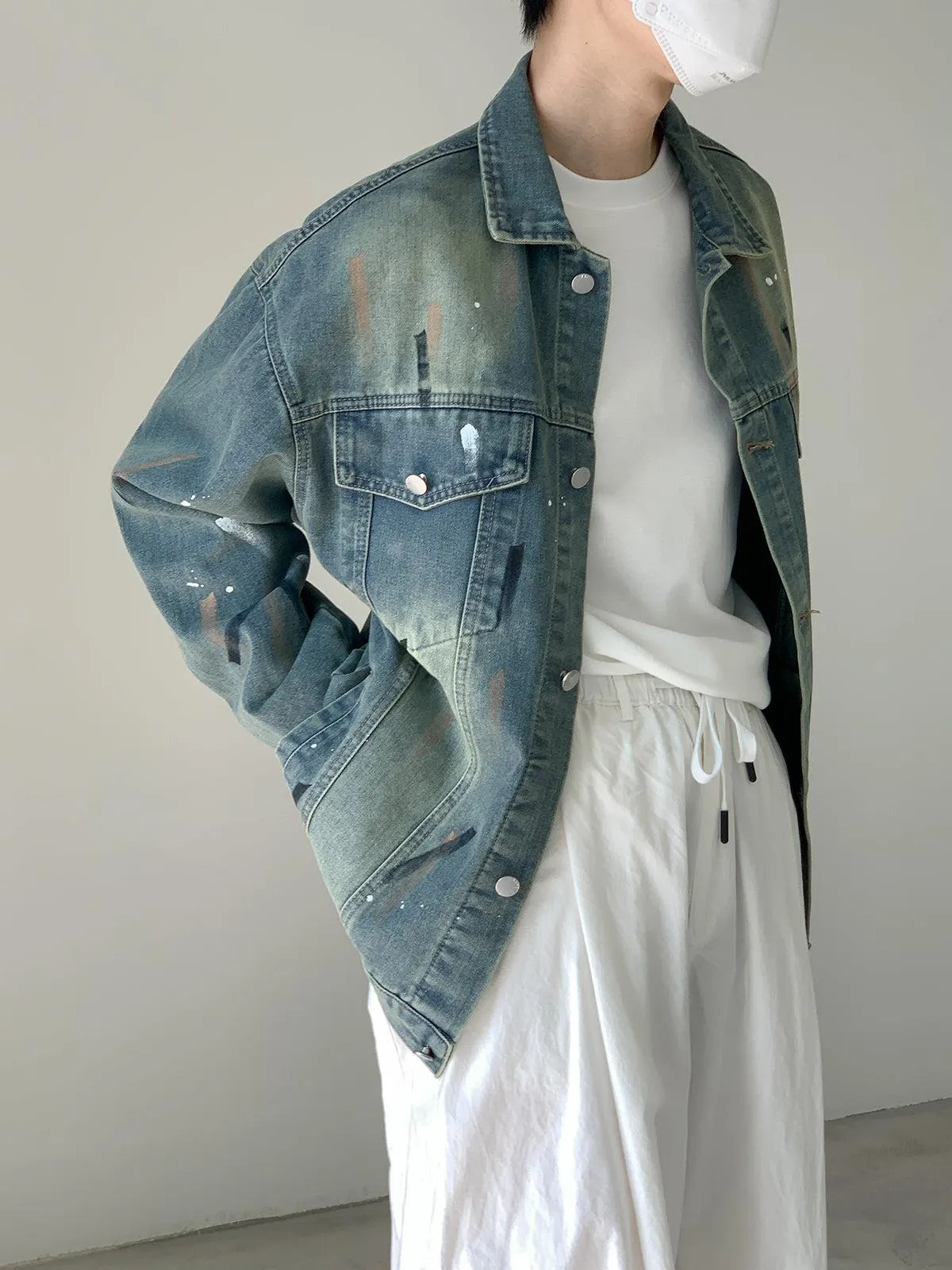 Graffiti Print Denim Jacket