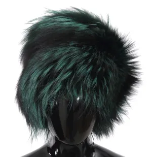 Green Black Silver Fox Fur Russian Cossack Winter Warm Cap