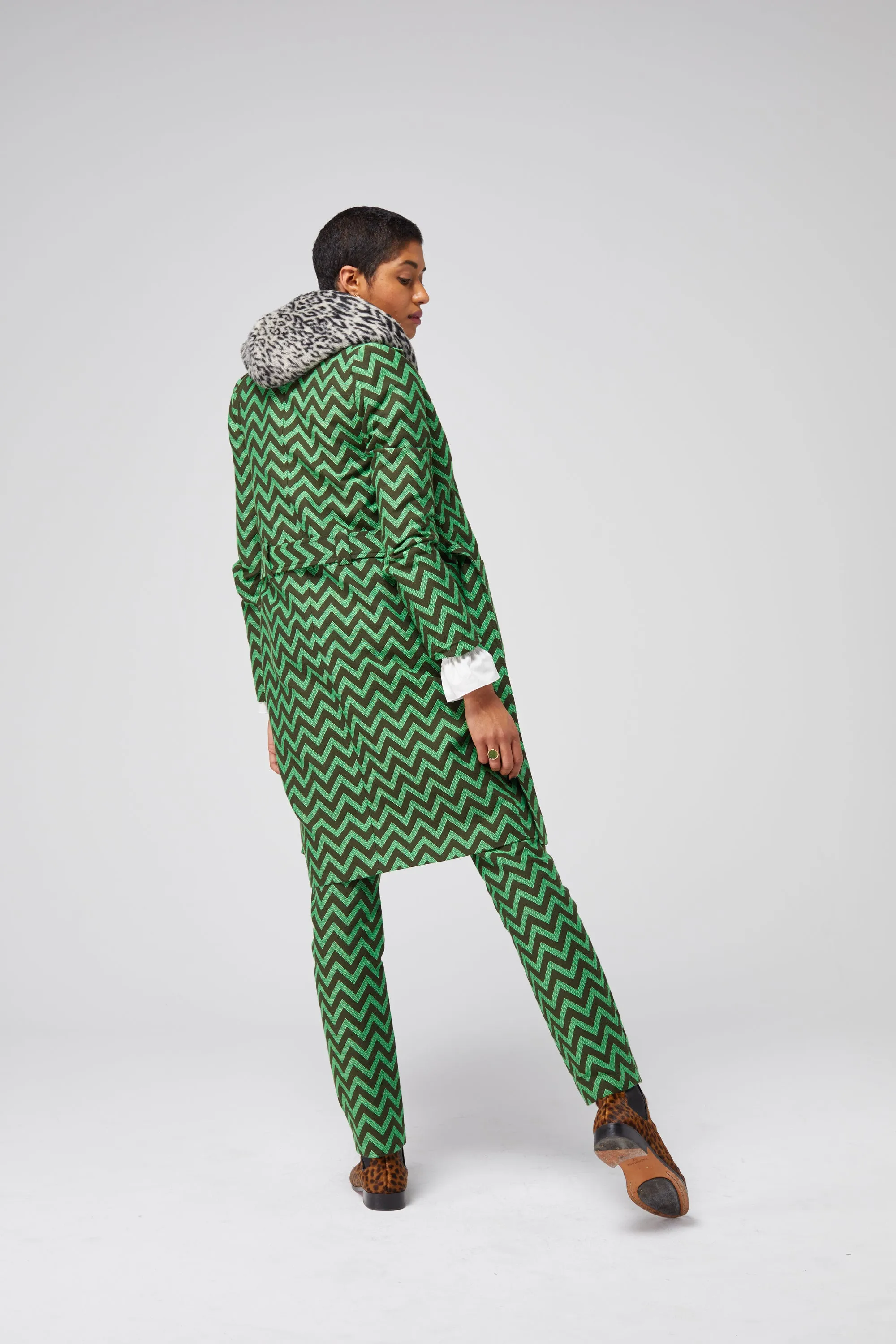 Hallow trench coat in Forest Herringbones