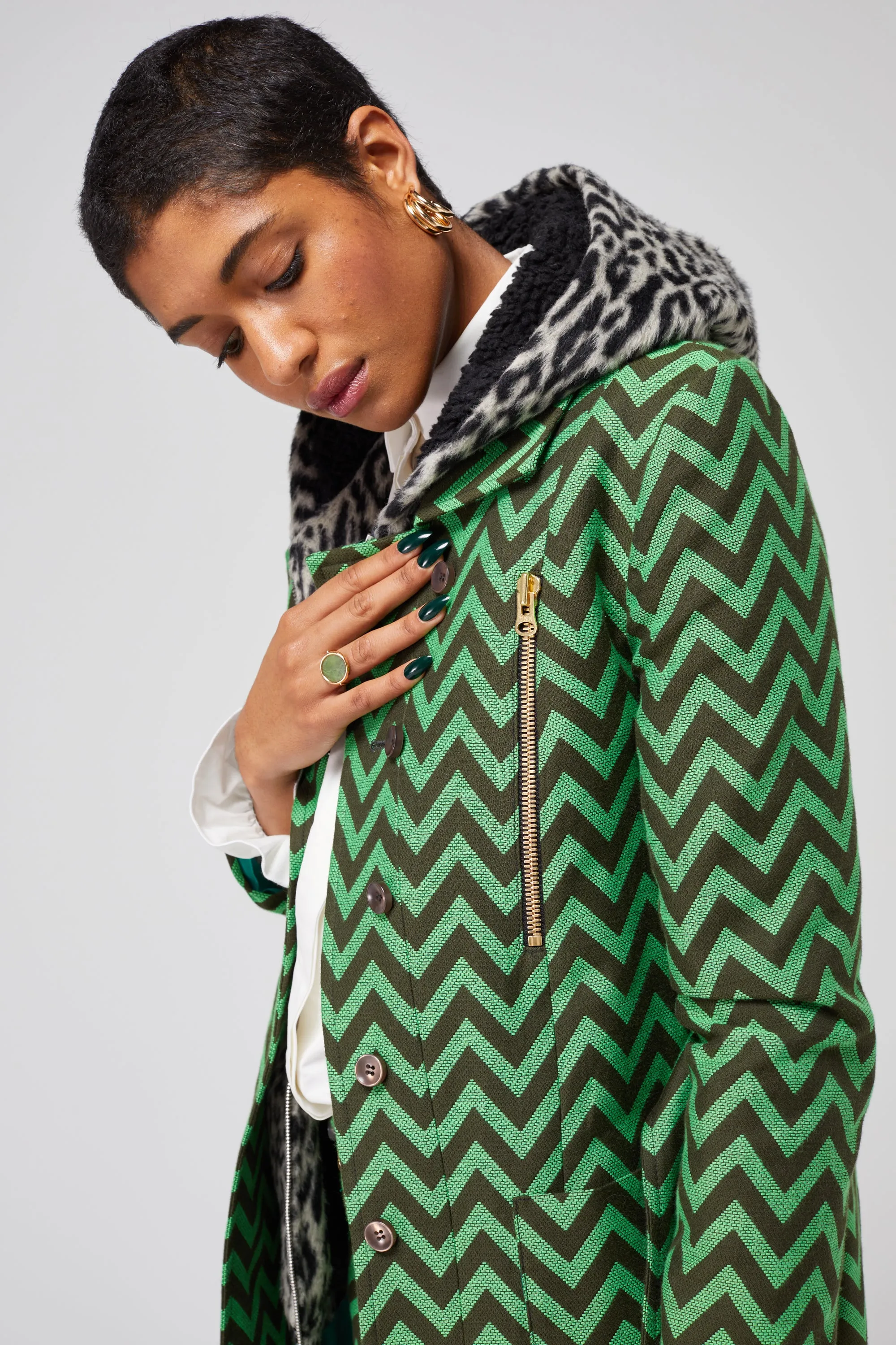 Hallow trench coat in Forest Herringbones