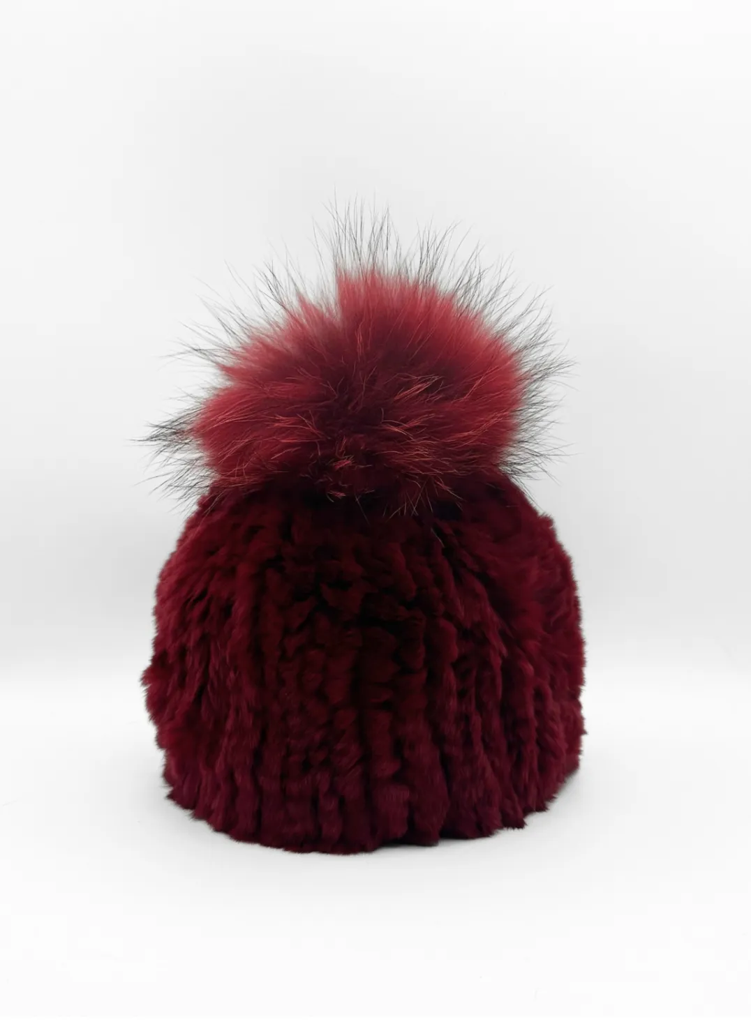 Hat, Genuine Rex Rabbit with Genuine Fox Fur Pom - Linda Richards - Style HA57