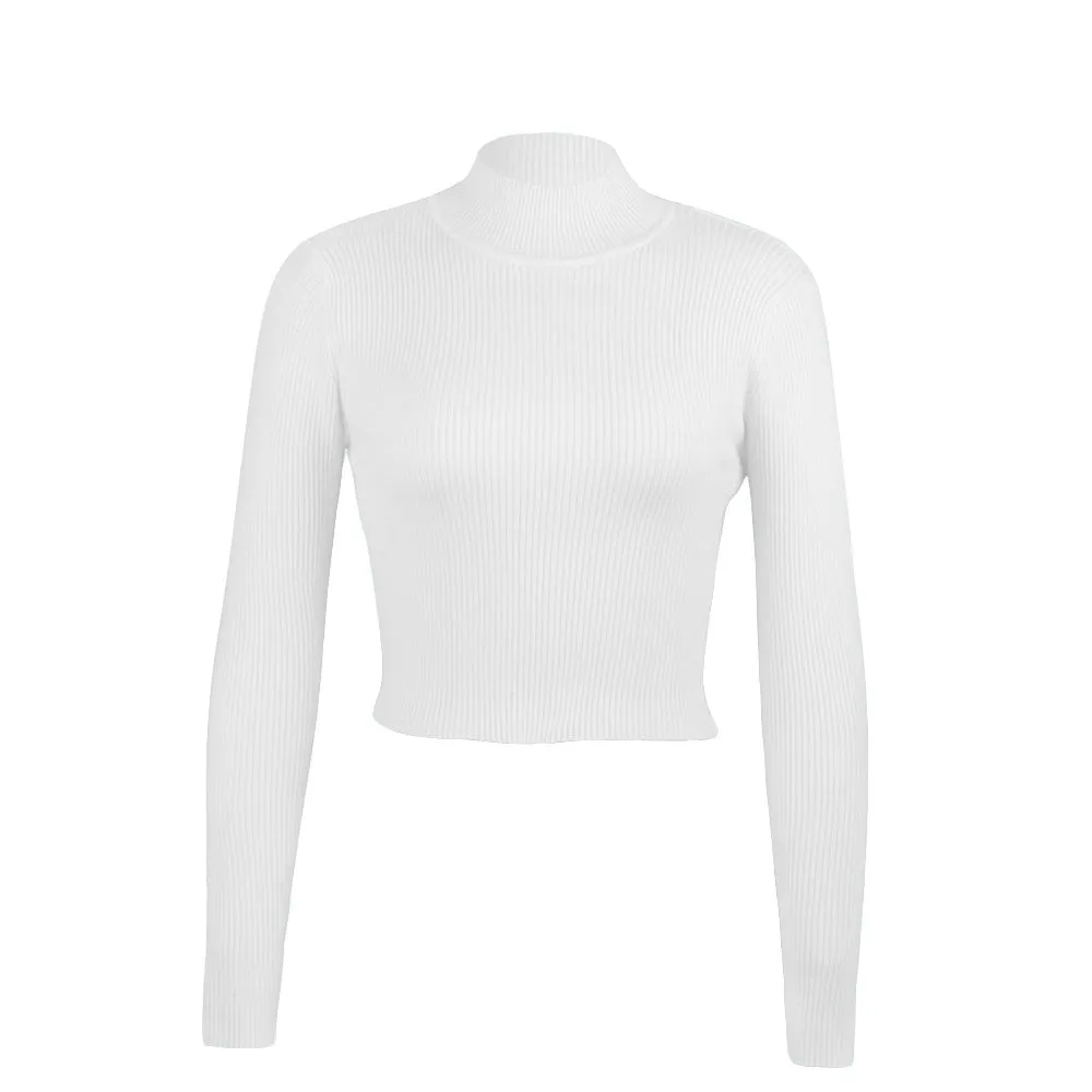 High Collar Bow Knot Backless Knit Sweaters