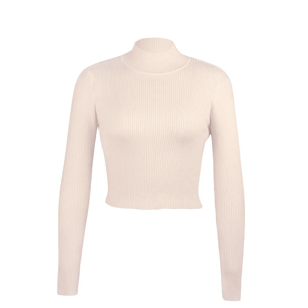 High Collar Bow Knot Backless Knit Sweaters