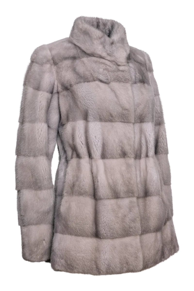 Horizontal Natural Sapphire Fur Jacket