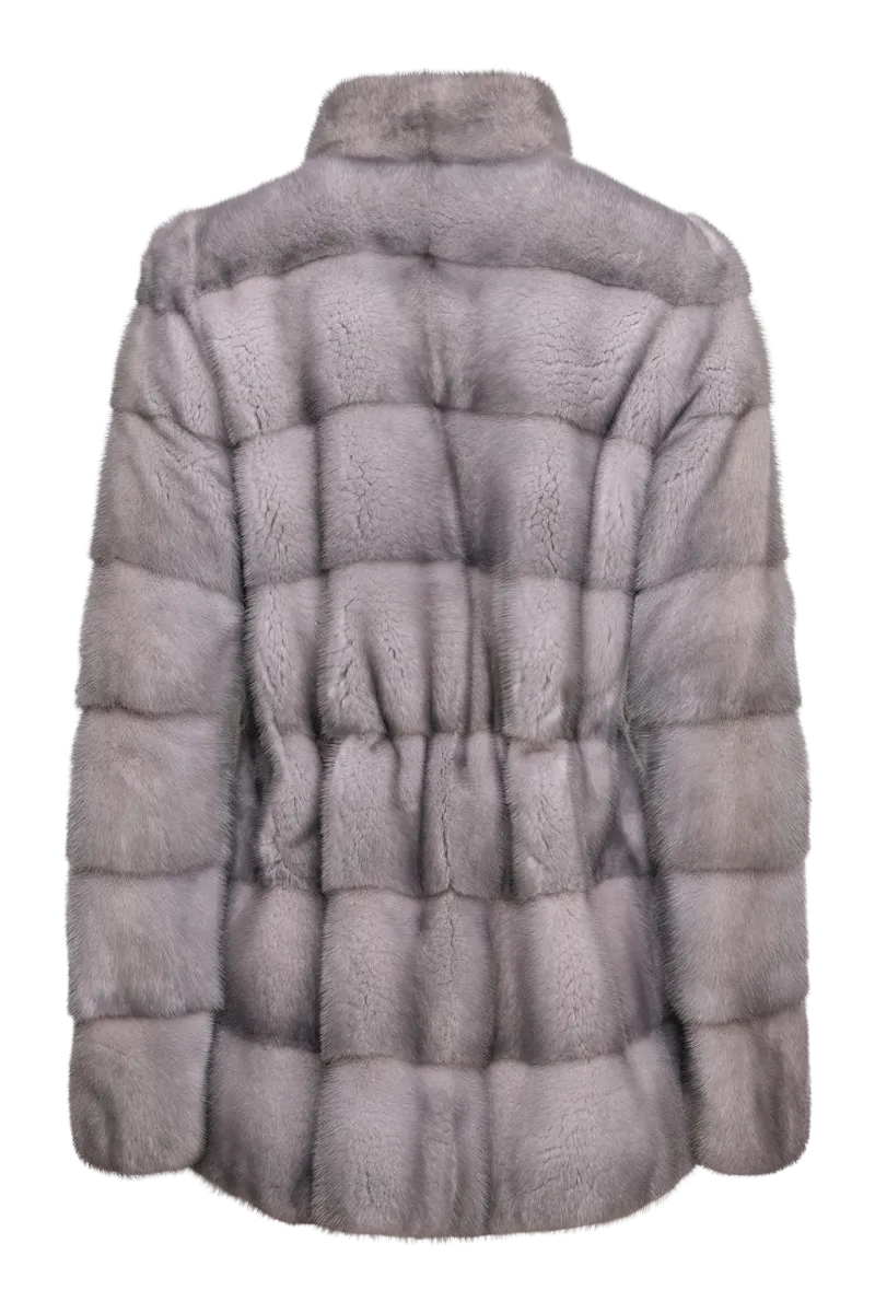 Horizontal Natural Sapphire Fur Jacket