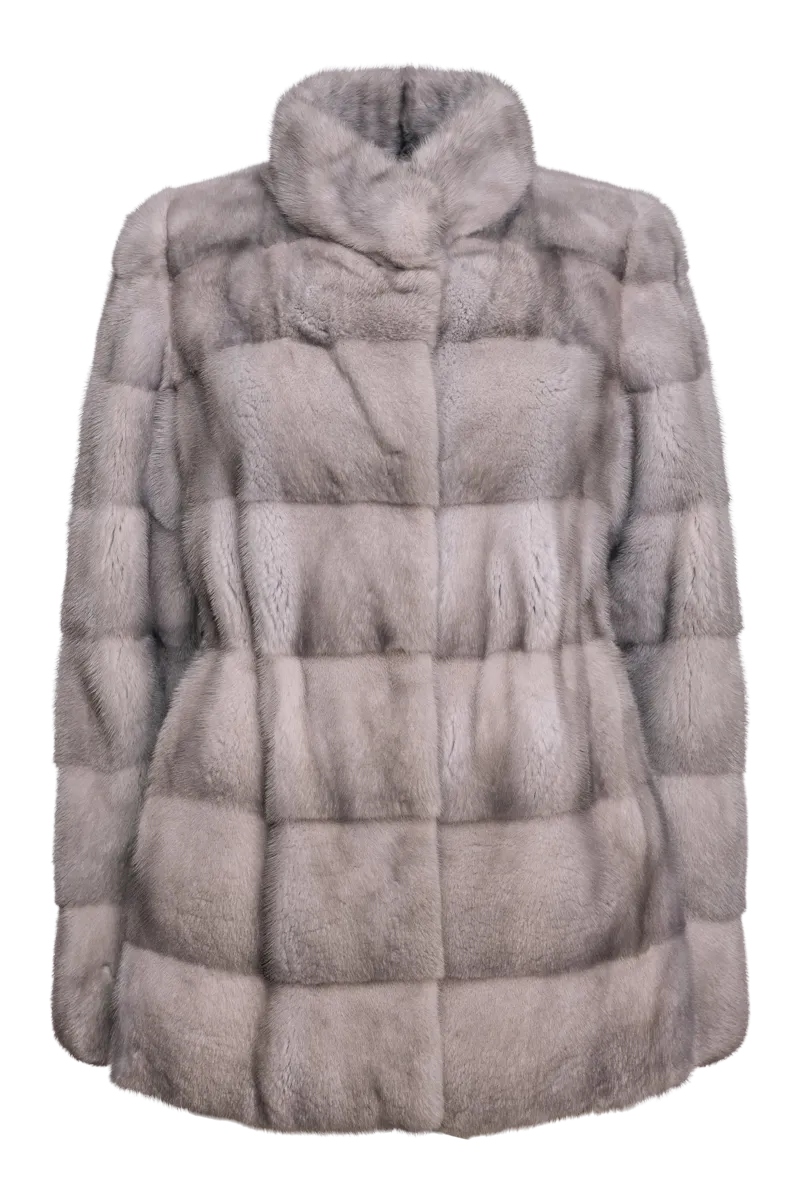 Horizontal Natural Sapphire Fur Jacket