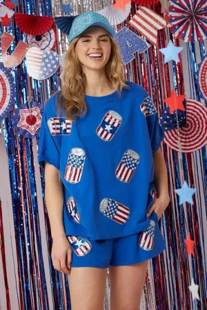 Independence Day Sequined Shorts Set