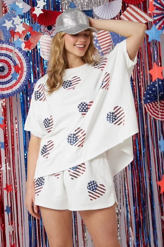 Independence Day Sequined Shorts Set