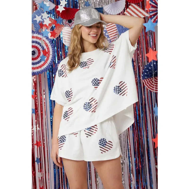 Independence Day Sequined Shorts Set