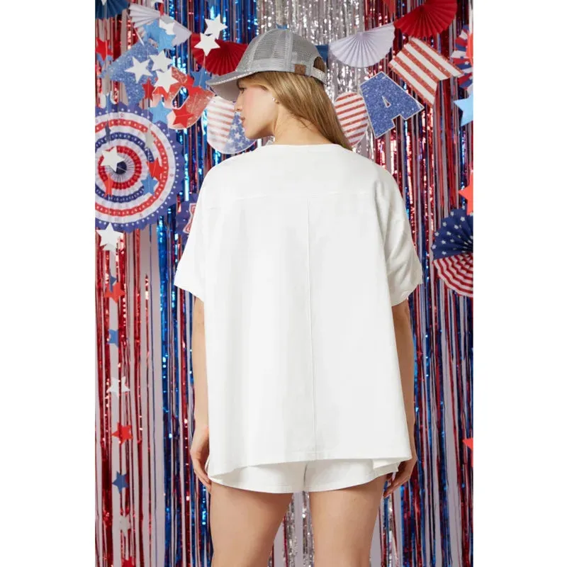 Independence Day Sequined Shorts Set