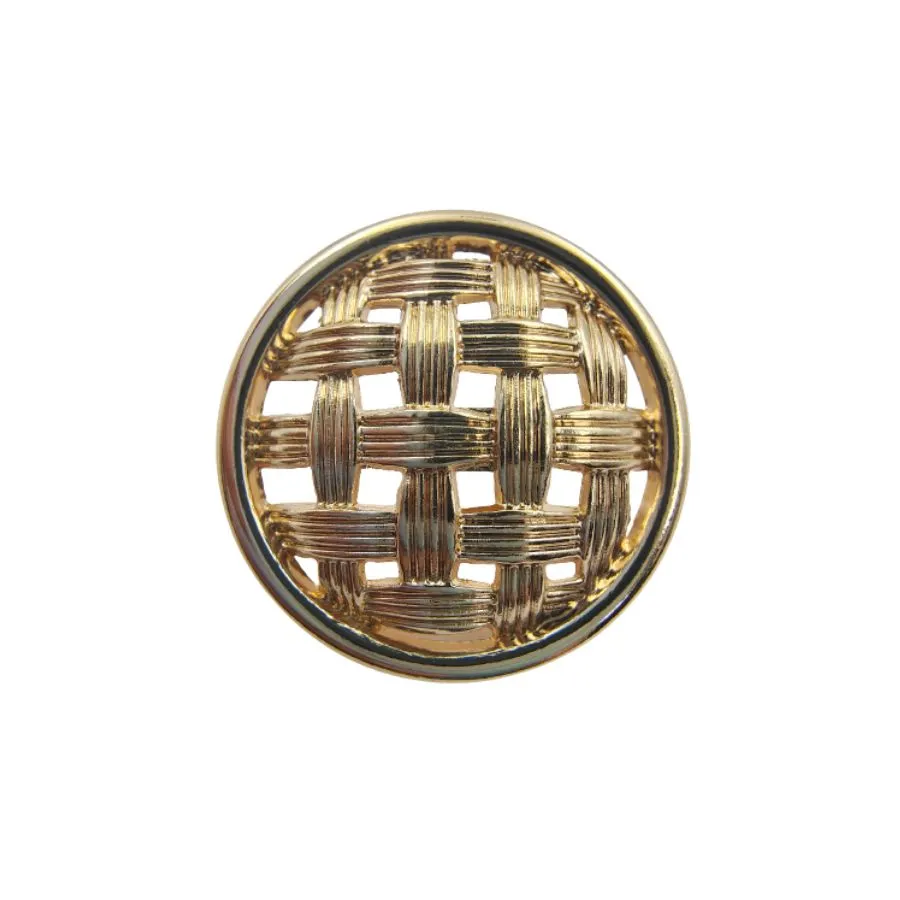 Intricate Lattice Net Design Gold Metal Shank Button (Pack of 8 Buttons)