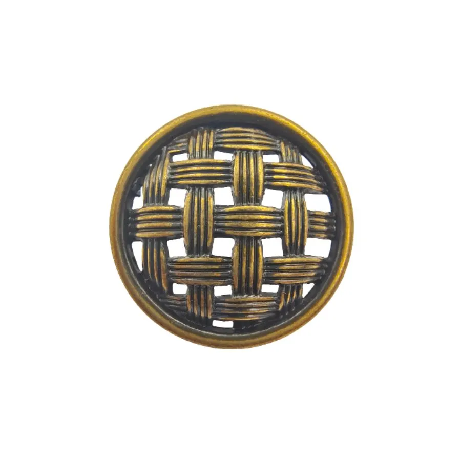 Intricate Lattice Net Design Gold Metal Shank Button (Pack of 8 Buttons)