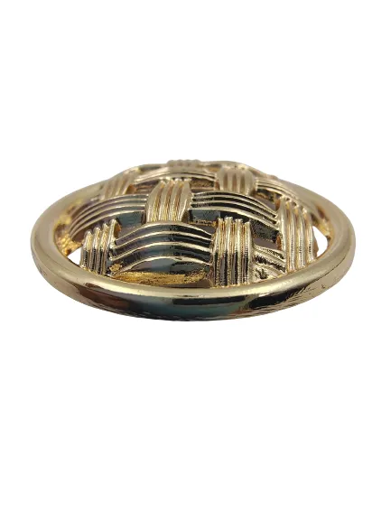 Intricate Lattice Net Design Gold Metal Shank Button (Pack of 8 Buttons)