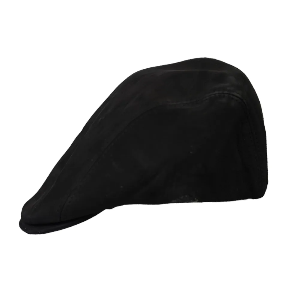 Italian Made Napa Leather Flat Cap Black