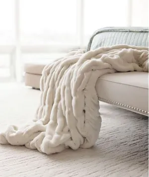 Ivory Faux Mink Couture Throw