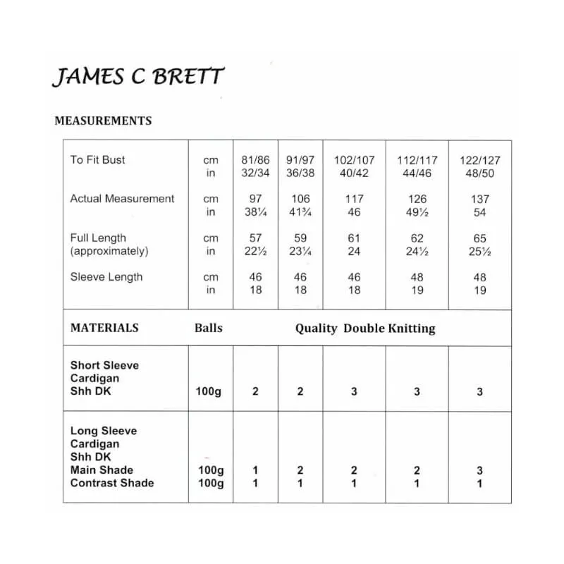 James C Brett Knitting Pattern Ladies Sweaters DK JB901