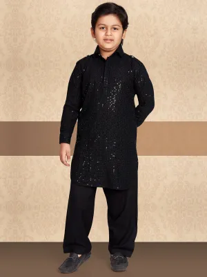 Jazzy Sequined Pathani Kurts Suit for Boys