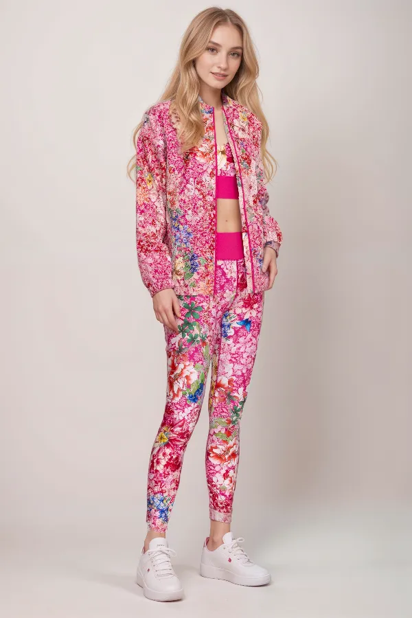 Johnny Was Pink Bee Active Eyelet Sporty Zip Jacket A8124
