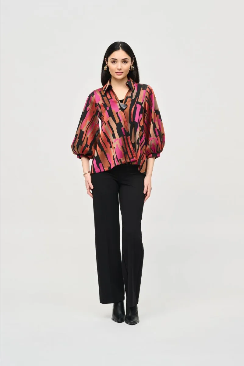 Joseph Ribkoff Black/Multi Abstract Print Asymmetric Swing Jacket 243239