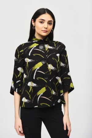 Joseph Ribkoff Black/Multi Brushstroke Print Knit Jacket 243326