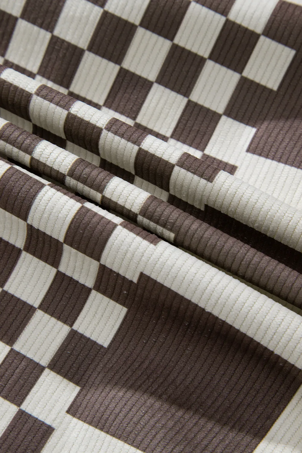 KaleaBoutique Checkered Print Patchwork Corduroy Shacket