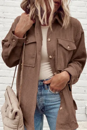 KaleaBoutique Corduroy Flap Pocket Button Up Shacket