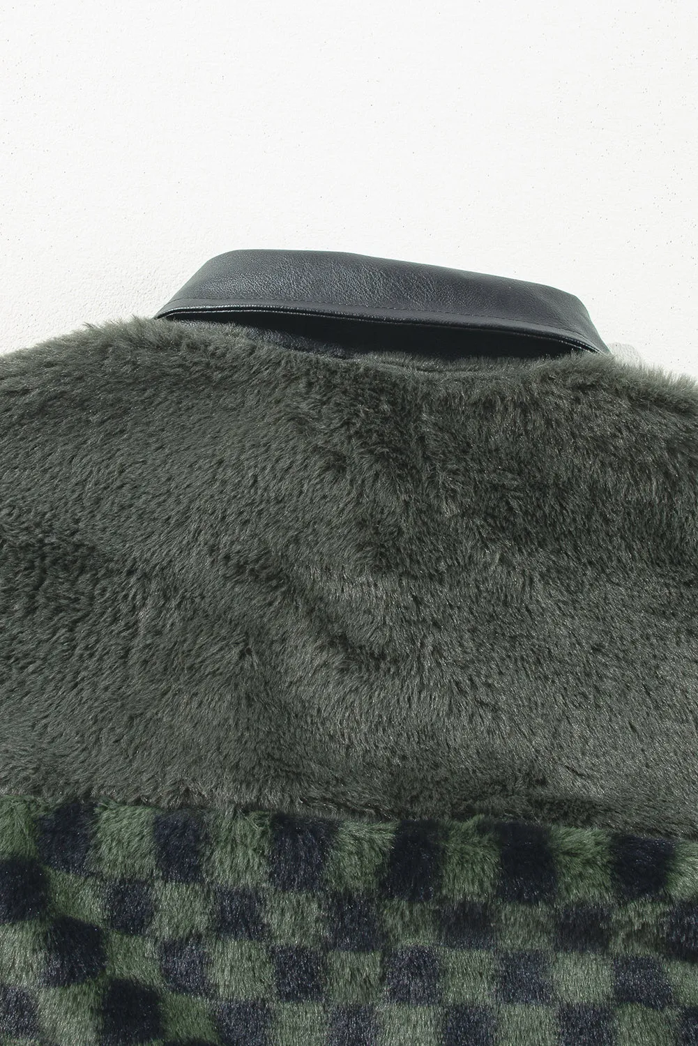 KaleaBoutique Fleece Checkerboard Flap Pocket Snap Button Jacket