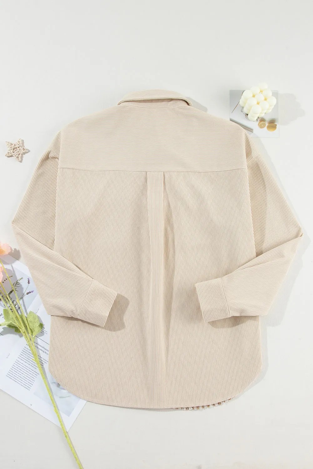 KaleaBoutique Houndstooth Corduroy Patchwork Flap Pocket Shacket