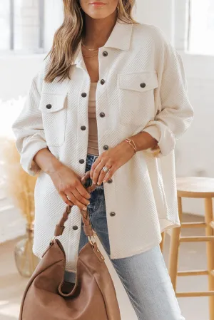 KaleaBoutique Solid Textured Flap Pocket Buttoned Shacket