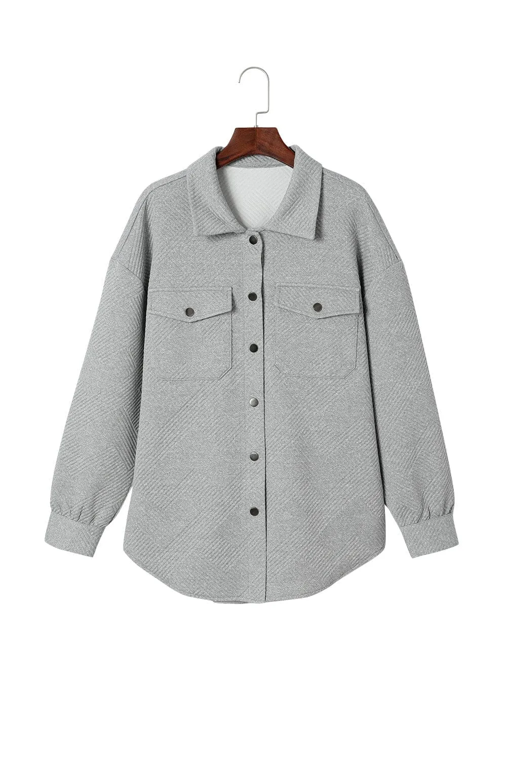 KaleaBoutique Solid Textured Flap Pocket Buttoned Shacket