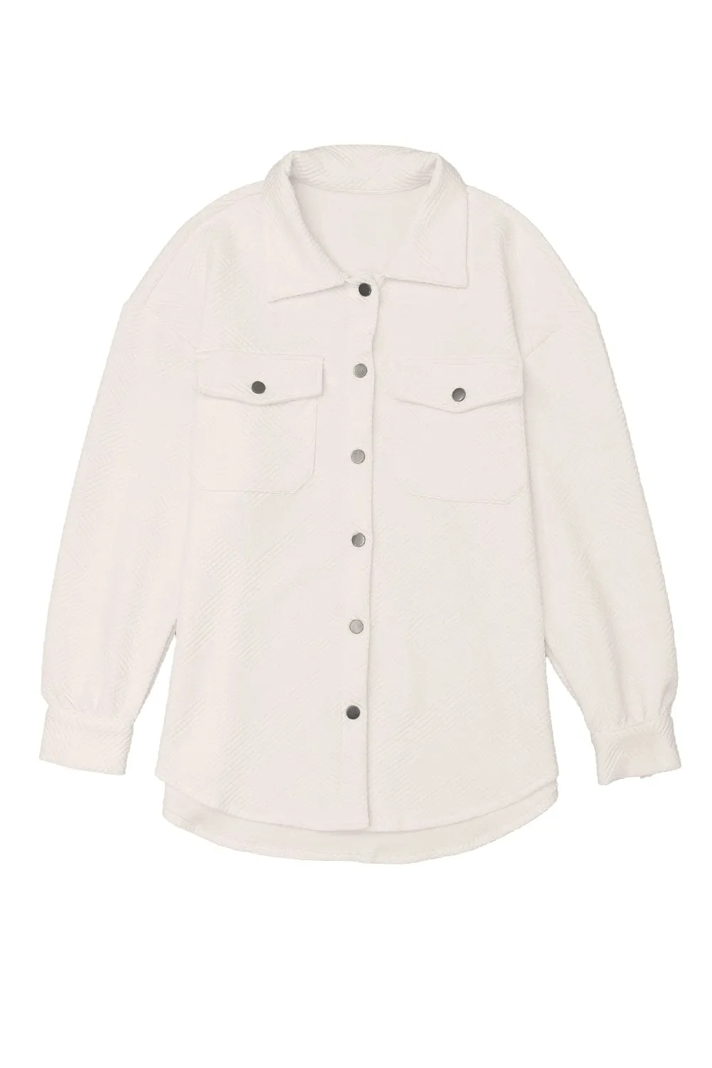 KaleaBoutique Solid Textured Flap Pocket Buttoned Shacket