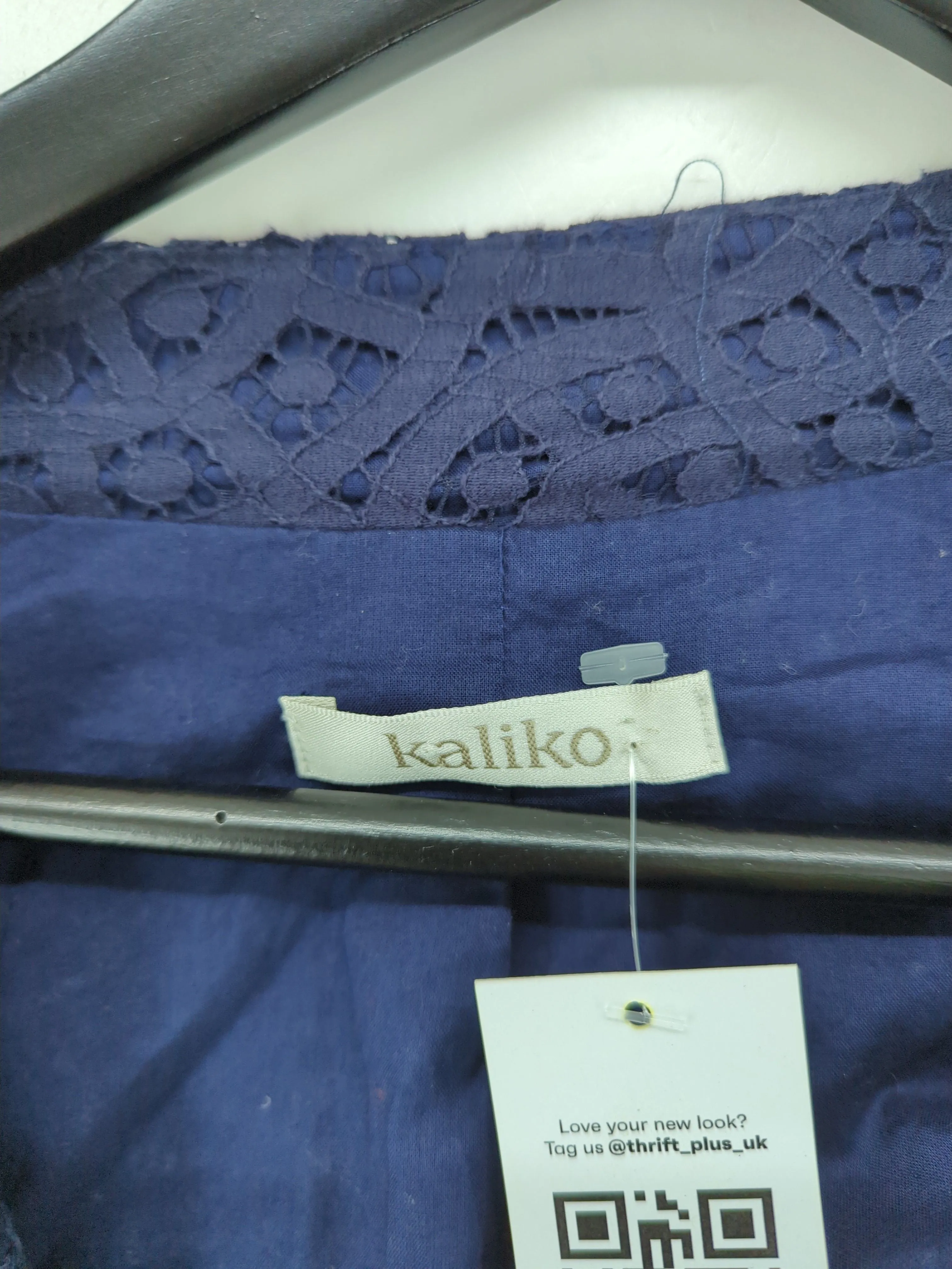 Kaliko Women's Blazer UK 14 Blue Cotton with Nylon