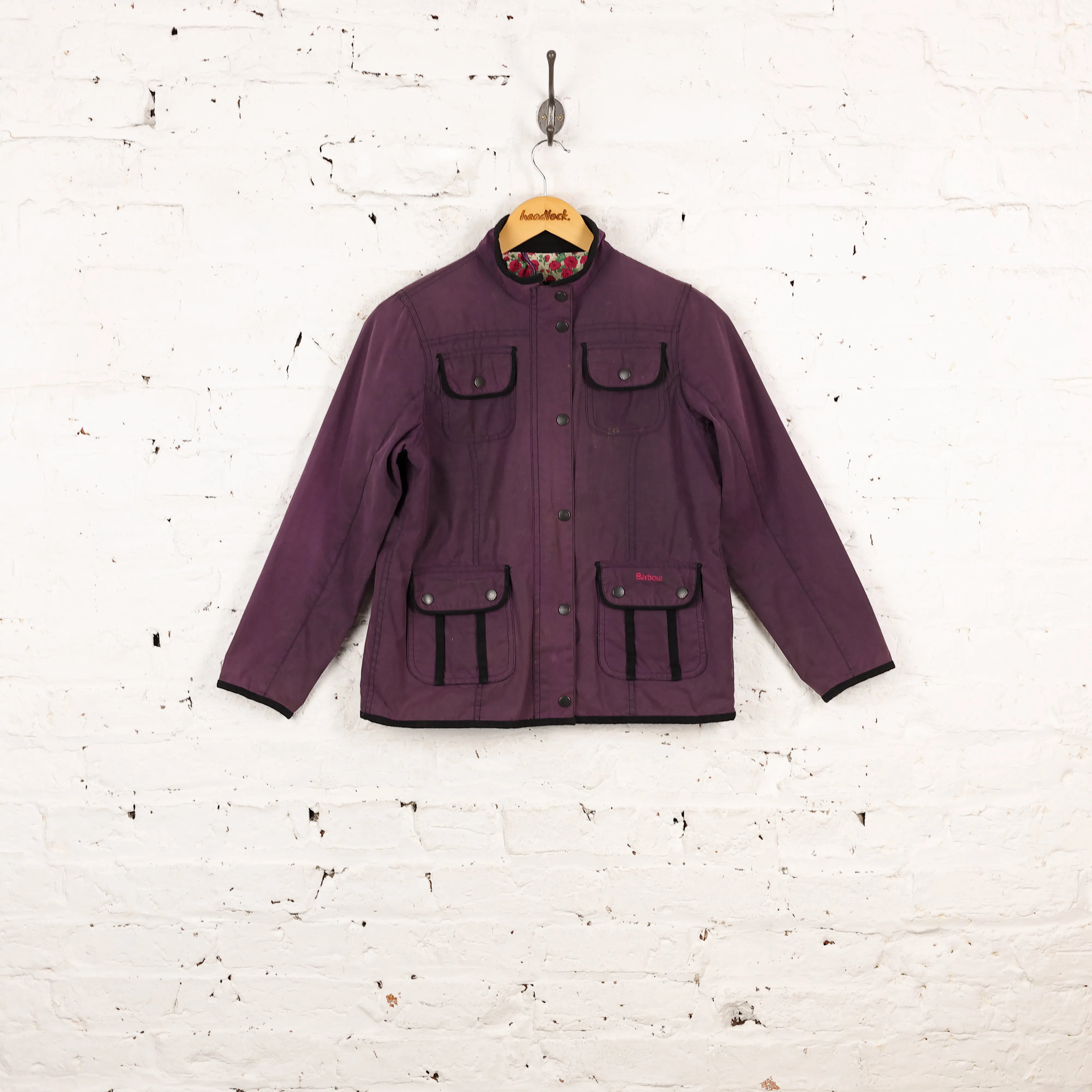 Kids Barbour Liberty Print Rose Utility Wax Jacket - Purple - Kids XL