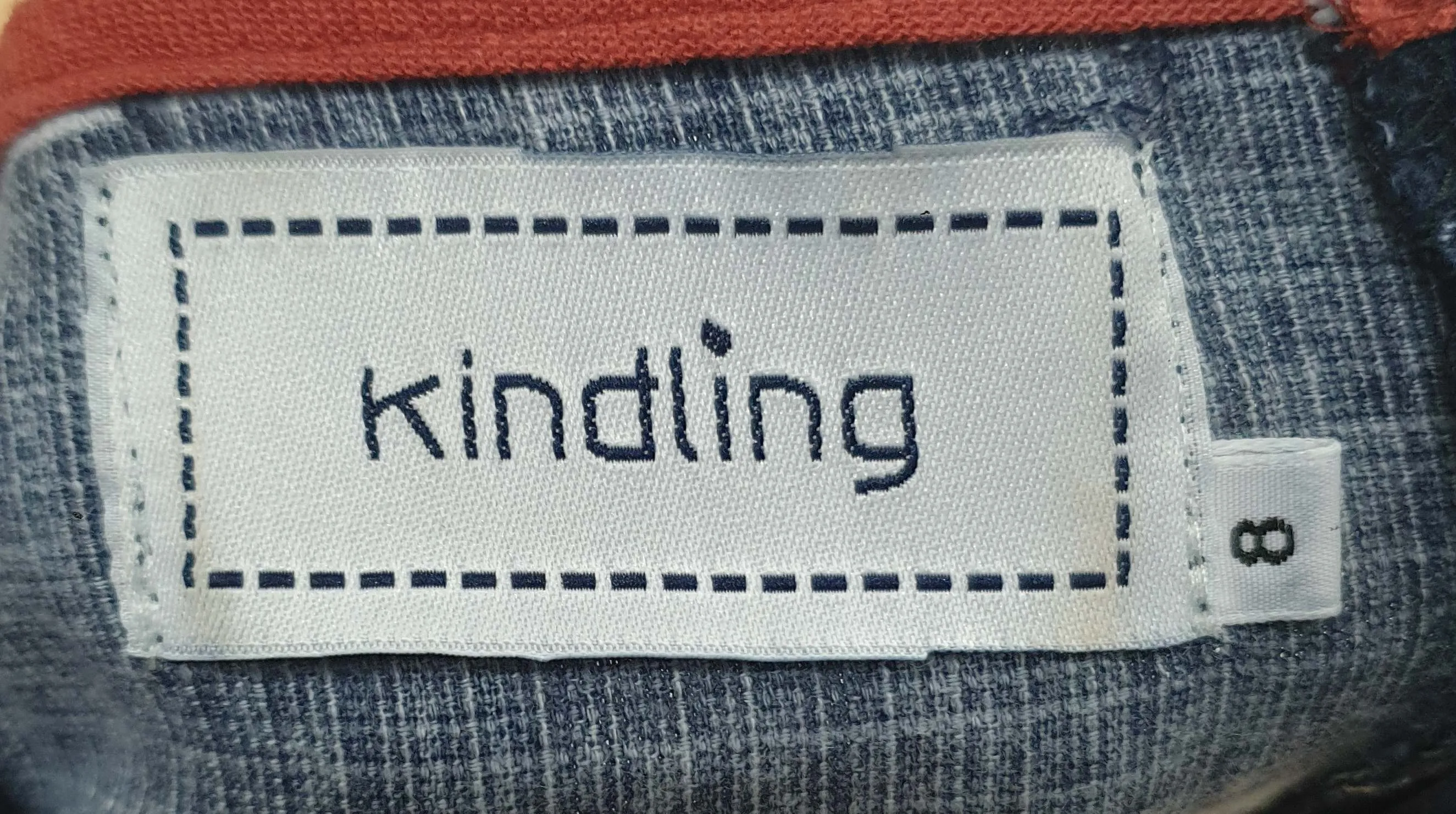 Kindling navy striped 100% cotton dress with red trim size 8