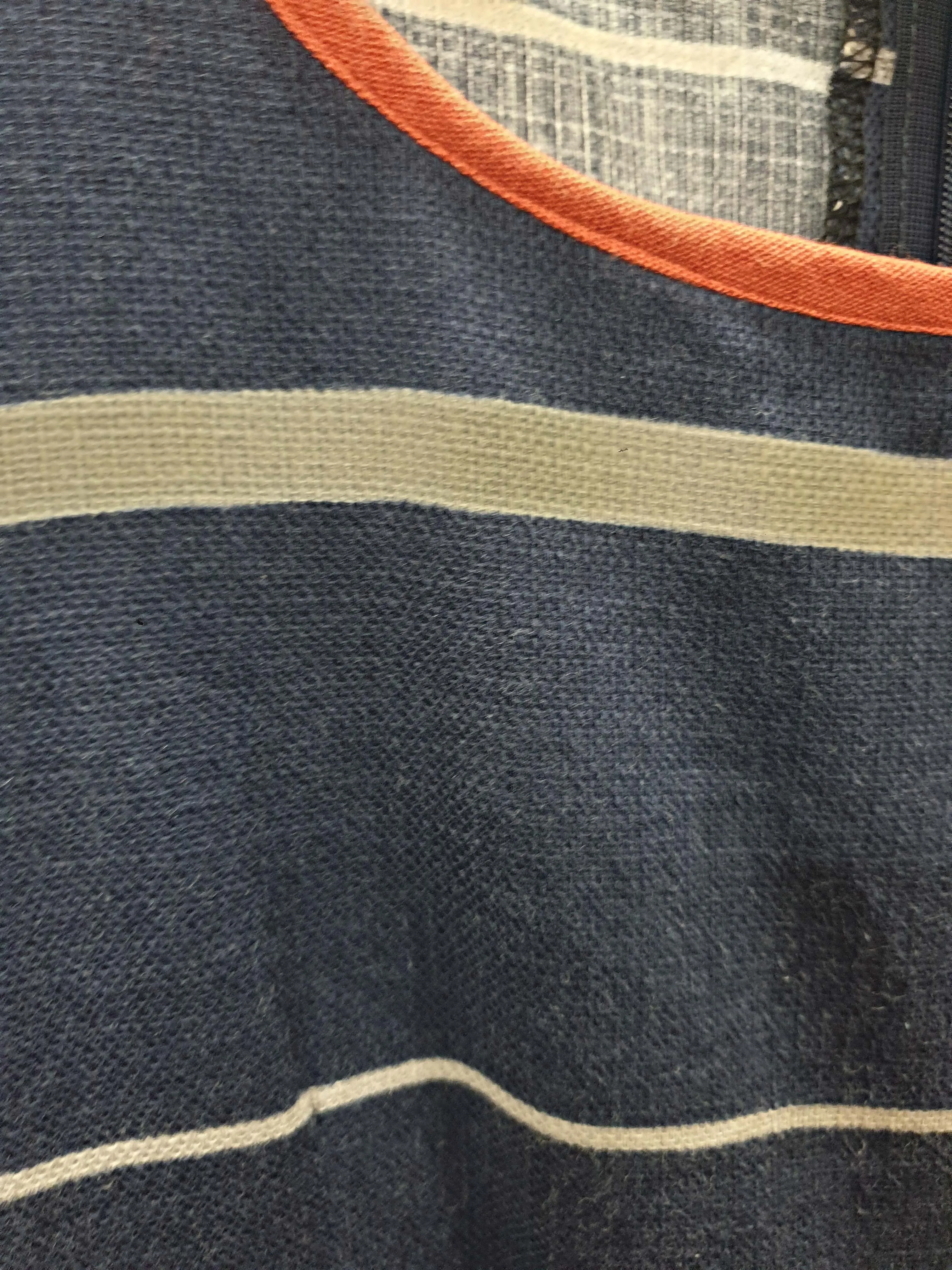 Kindling navy striped 100% cotton dress with red trim size 8